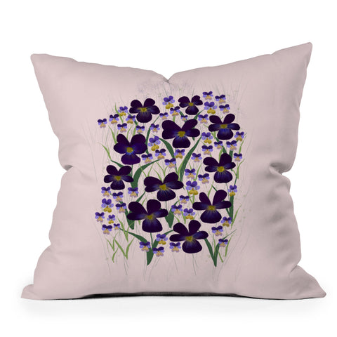 Joy Laforme Pansies in Purple and Yellow Outdoor Throw Pillow