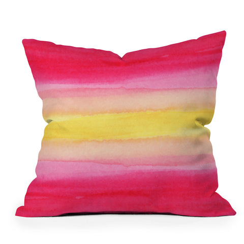 Joy Laforme Pink And Yellow Ombre Outdoor Throw Pillow