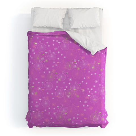 Joy Laforme Ride My Bicycle In Purple Duvet Cover