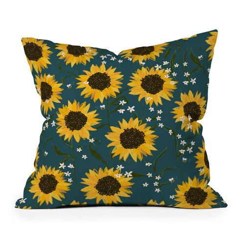 Joy Laforme Summer Garden Sunflowers Outdoor Throw Pillow