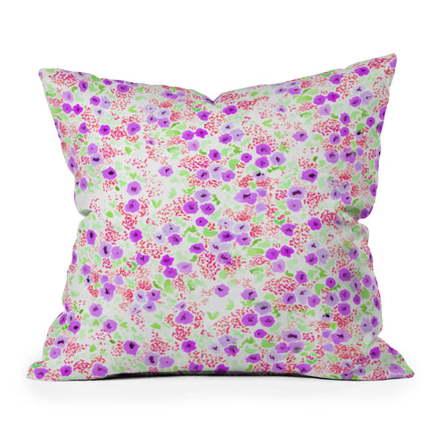 Joy Laforme Sun Faded Floral In Lavender Outdoor Throw Pillow