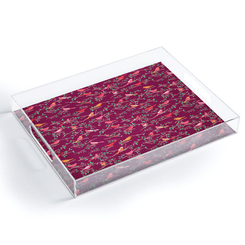 Joy Laforme Sweet Songbird In Deep Pinks Acrylic Tray