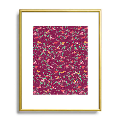 Joy Laforme Sweet Songbird In Deep Pinks Metal Framed Art Print