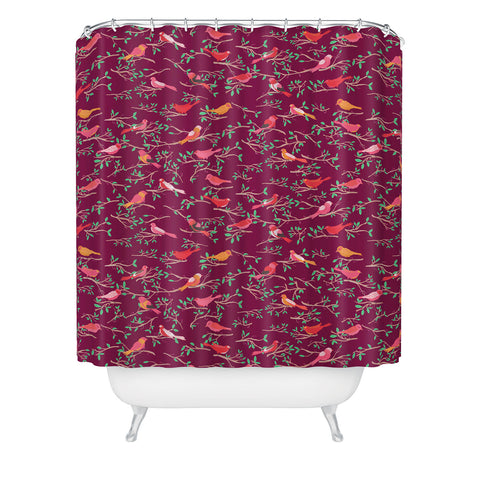 Joy Laforme Sweet Songbird In Deep Pinks Shower Curtain