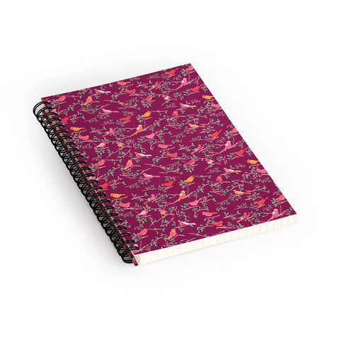 Joy Laforme Sweet Songbird In Deep Pinks Spiral Notebook