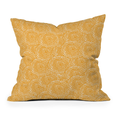 Julia Da Rocha Dahlias Yellow Outdoor Throw Pillow
