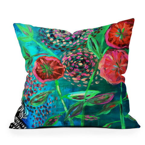 Julia Da Rocha Full Bloom Outdoor Throw Pillow
