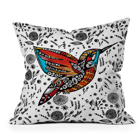 Julia Da Rocha Humming Bird In Paradise Outdoor Throw Pillow