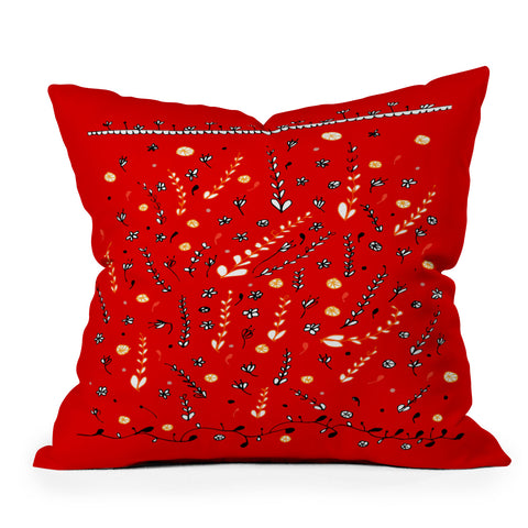 Julia Da Rocha Pretty Red Outdoor Throw Pillow