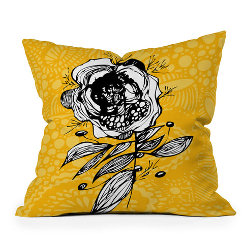 Julia Da Rocha Rose Funky Flowers Outdoor Throw Pillow