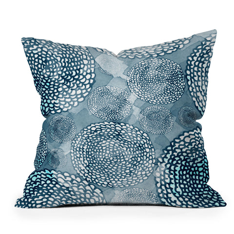 Julia Da Rocha Watercolor Azul Outdoor Throw Pillow