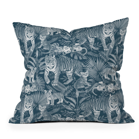 Julia Madoka Family of Tigers Monochrome Outdoor Throw Pillow