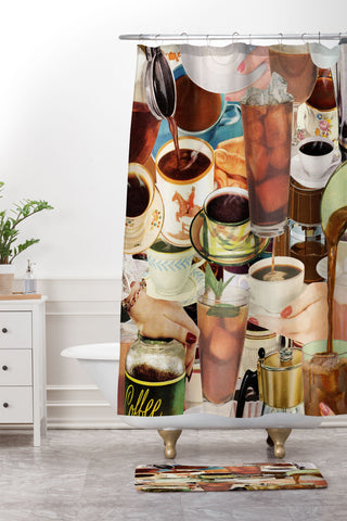 Julia Walck Wake Up and Smell the Coffee Shower Curtain And Mat