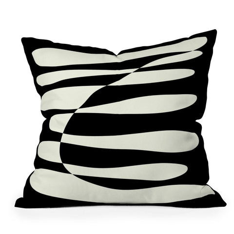 June Journal Abstract Composition in Black Outdoor Throw Pillow