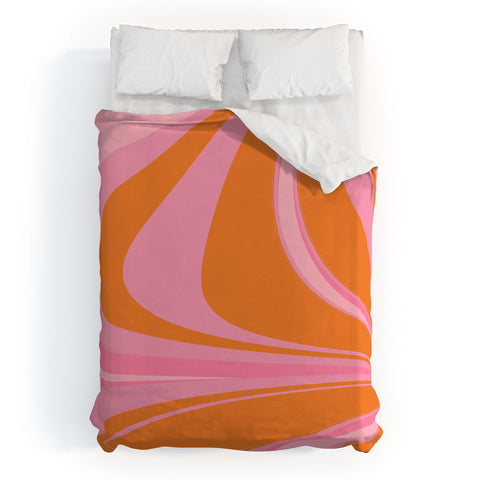 June Journal Groovy Color in Pink and Orange Duvet Cover