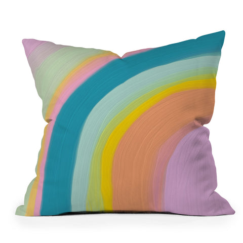 June Journal Painted Pastel Rainbow Outdoor Throw Pillow