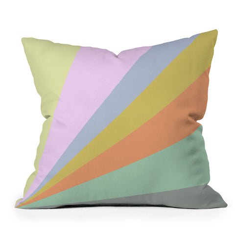 June Journal Pastel Rainbow Sunburst Outdoor Throw Pillow