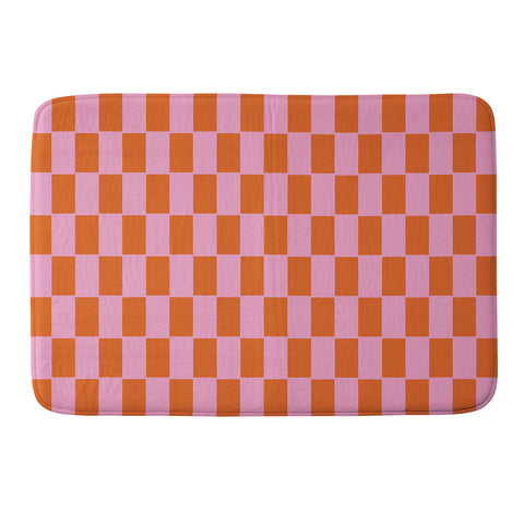 June Journal Rectangles in Pink and Red Memory Foam Bath Mat