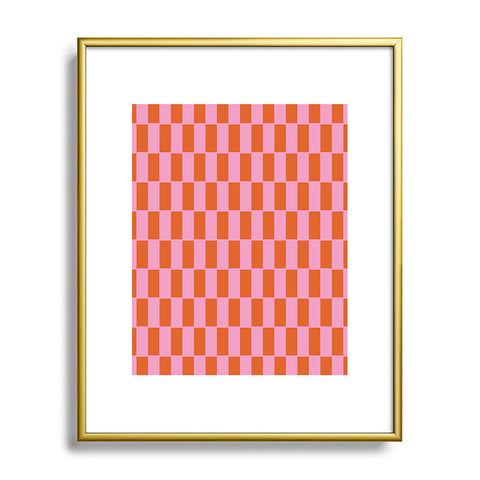 June Journal Rectangles in Pink and Red Metal Framed Art Print