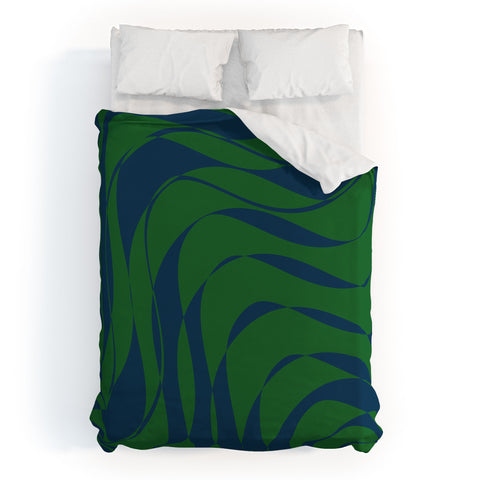 June Journal Swirls in Green and Blue Duvet Cover