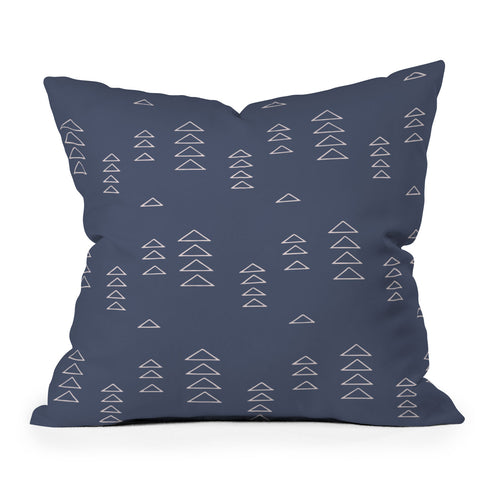 June Journal Triangles in Slate Blue Outdoor Throw Pillow