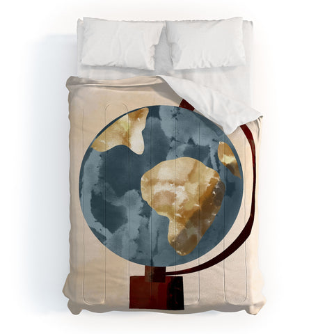 justin shiels Globe Illustration Comforter