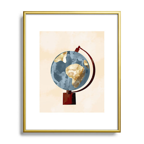 justin shiels Globe Illustration Metal Framed Art Print