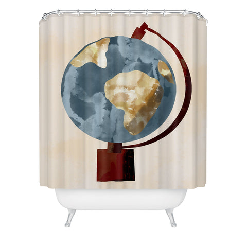 justin shiels Globe Illustration Shower Curtain