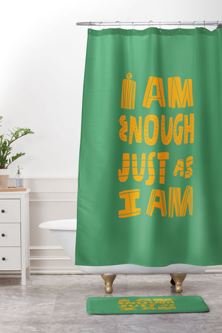 justin shiels I am Enough Just as I am Shower Curtain And Mat