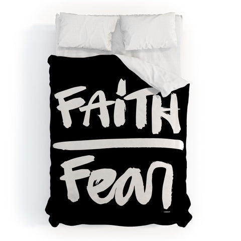 Kal Barteski FAITH over FEAR black Duvet Cover