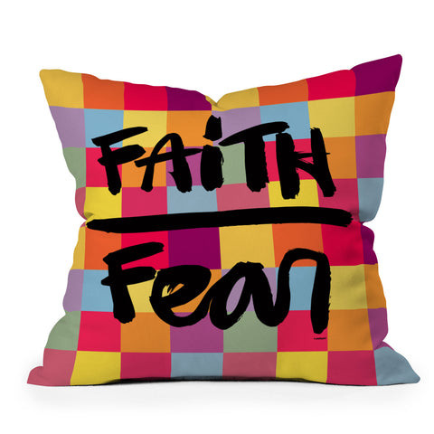 Kal Barteski FAITH over FEAR square Outdoor Throw Pillow