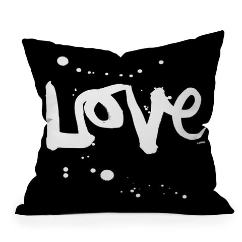 Kal Barteski Love Black Outdoor Throw Pillow