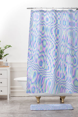 Kaleiope Studio Boho Pastel Ripple Pattern Shower Curtain And Mat