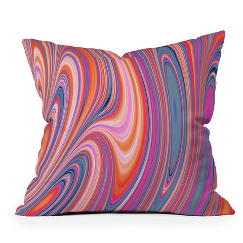 Kaleiope Studio Colorful Wavy Fractal Texture Outdoor Throw Pillow
