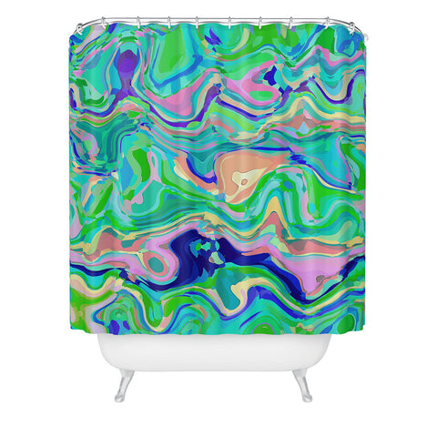 Kaleiope Studio Groovy Swirly Colorful Blobs Shower Curtain