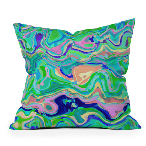 Kaleiope Studio Groovy Swirly Colorful Blobs Outdoor Throw Pillow