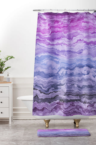 Kaleiope Studio Jewel Tone Marbled Gradient Shower Curtain And Mat