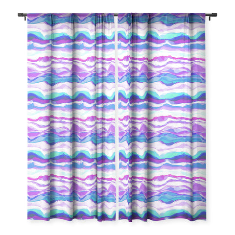 Kaleiope Studio Squiggly Jewel Tone Stripes Sheer Window Curtain
