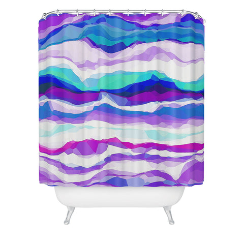 Kaleiope Studio Squiggly Jewel Tone Stripes Shower Curtain