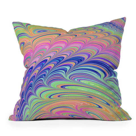 Kaleiope Studio Trippy Swirly Rainbow Outdoor Throw Pillow