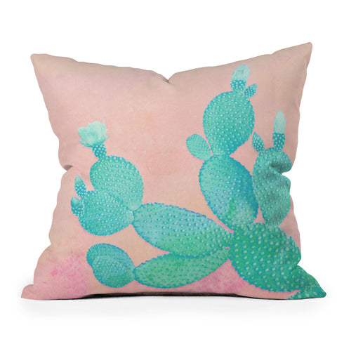 Kangarui Pastel Cactus Outdoor Throw Pillow