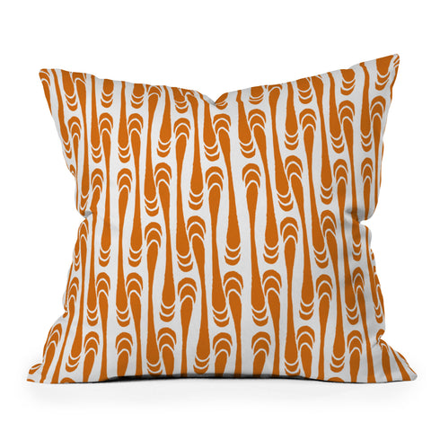 Karen Harris Teardrops Orange On White Outdoor Throw Pillow