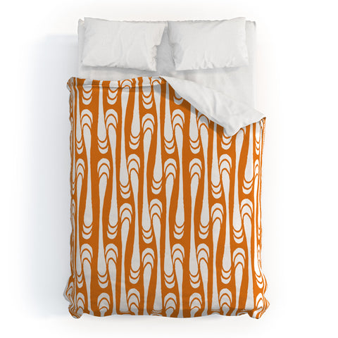 Karen Harris Teardrops White On Orange Duvet Cover