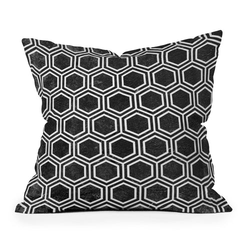 Kelly Haines Black Concrete Hexagons Outdoor Throw Pillow
