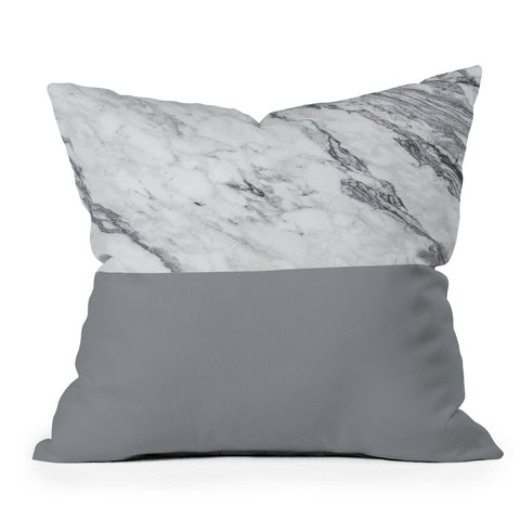 Kelly Haines Gray Marble Outdoor Throw Pillow