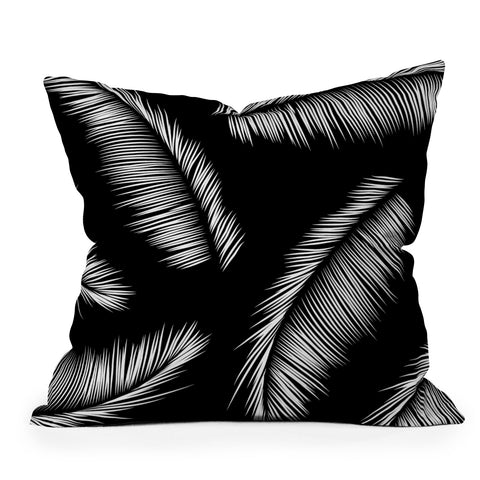 Kelly Haines Monochrome Palm Leaves Outdoor Throw Pillow