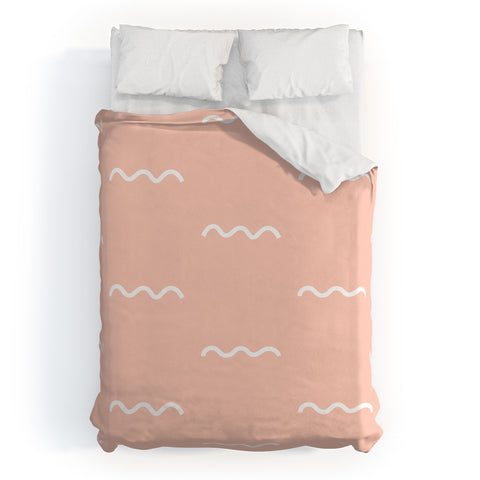 Kelly Haines Peach Squiggle Duvet Cover