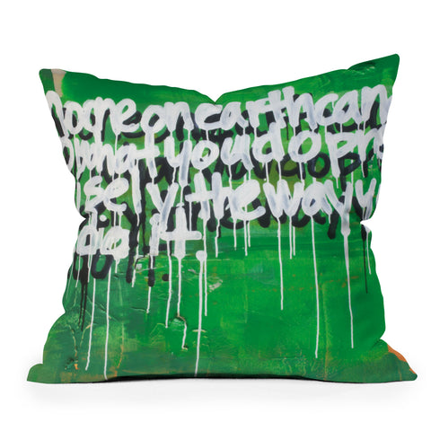 Kent Youngstrom green no one on earth Outdoor Throw Pillow