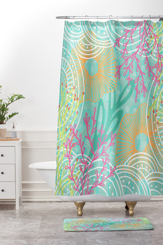 Kerrie Satava Ocean Bloom Shower Curtain And Mat