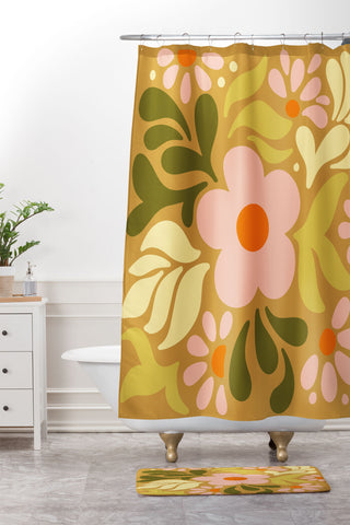 Kira Abstract Florals II Shower Curtain And Mat